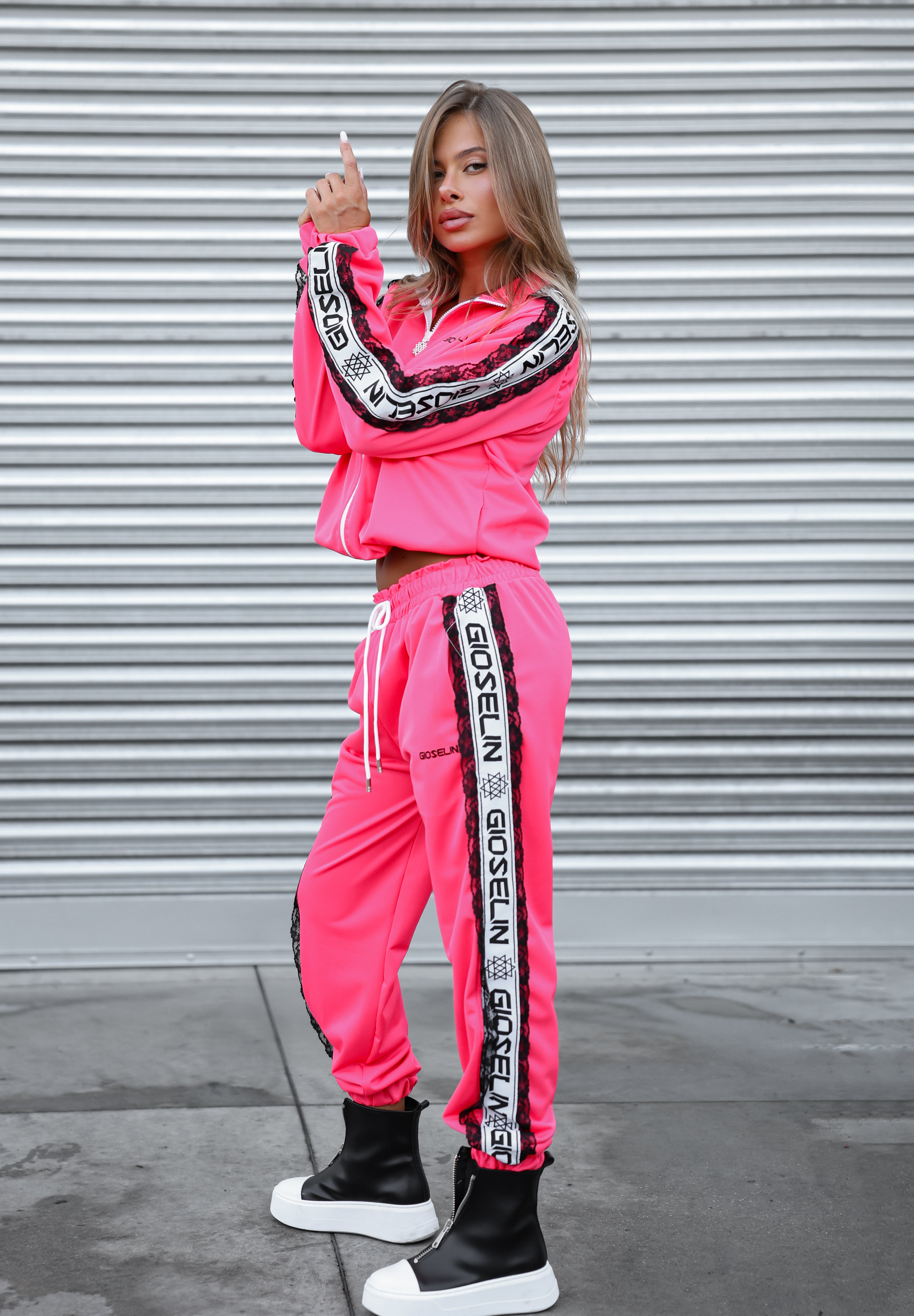 Magenta Embroidery Tracksuit