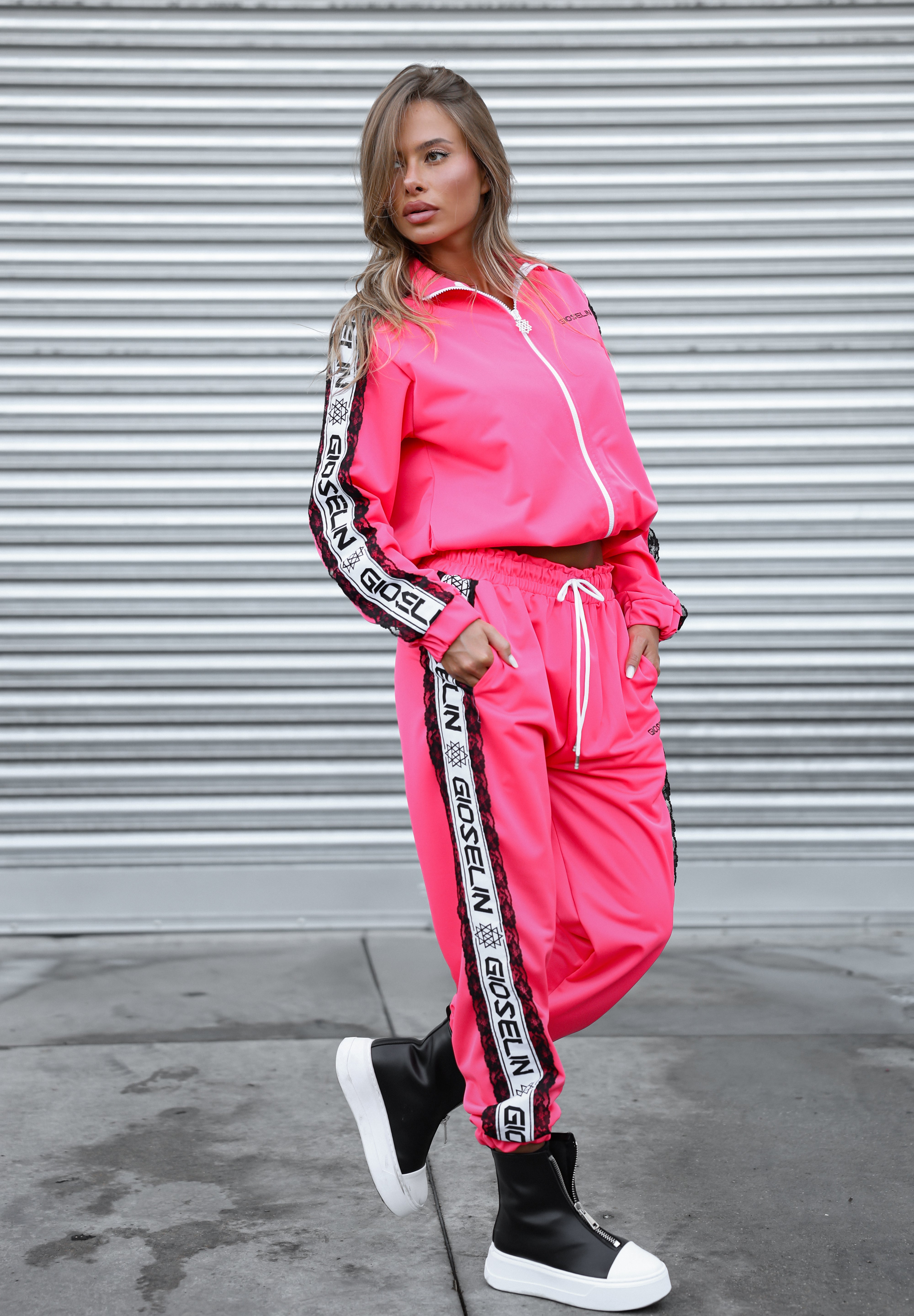 Magenta Embroidery Tracksuit