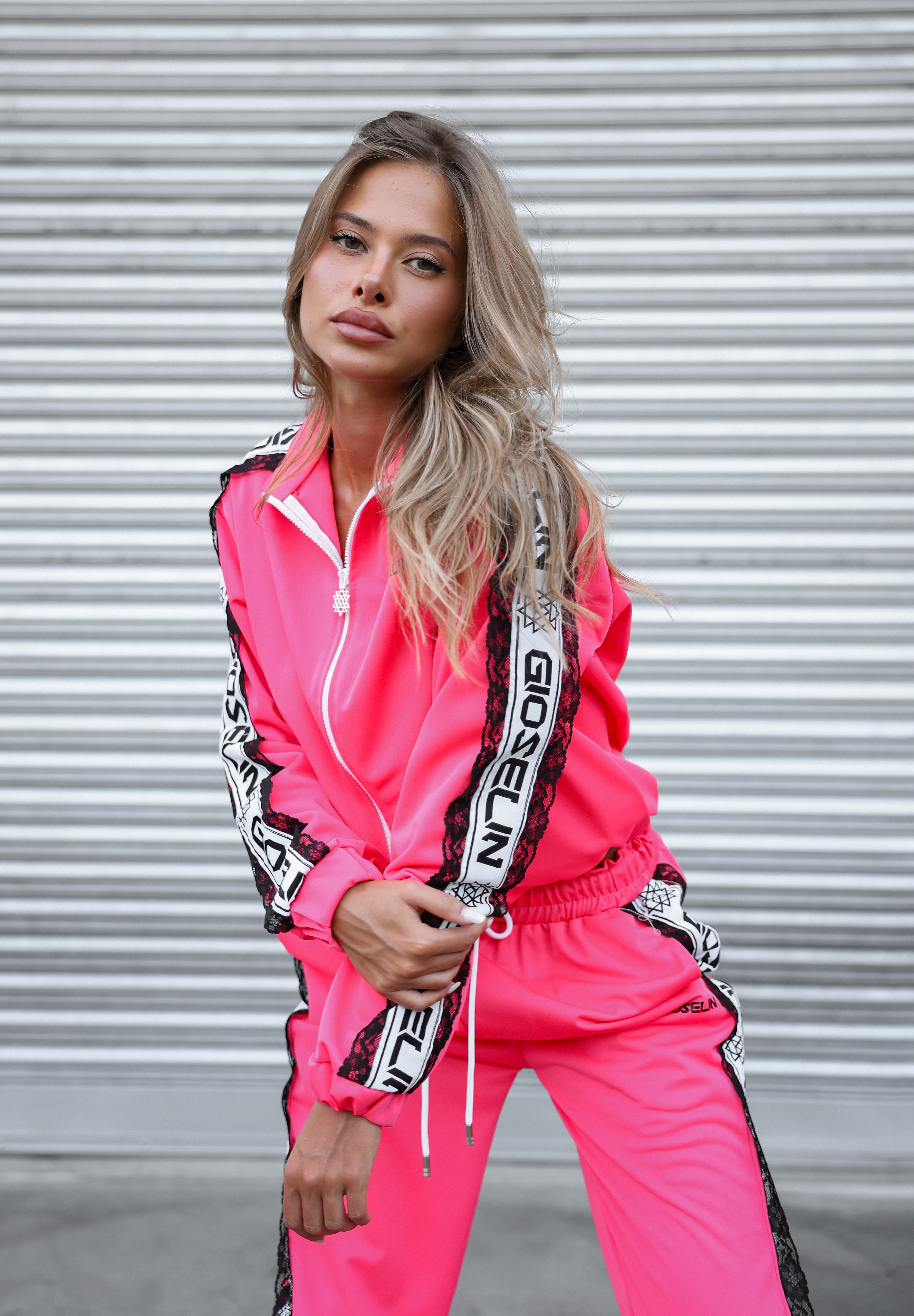 Magenta Embroidery Tracksuit