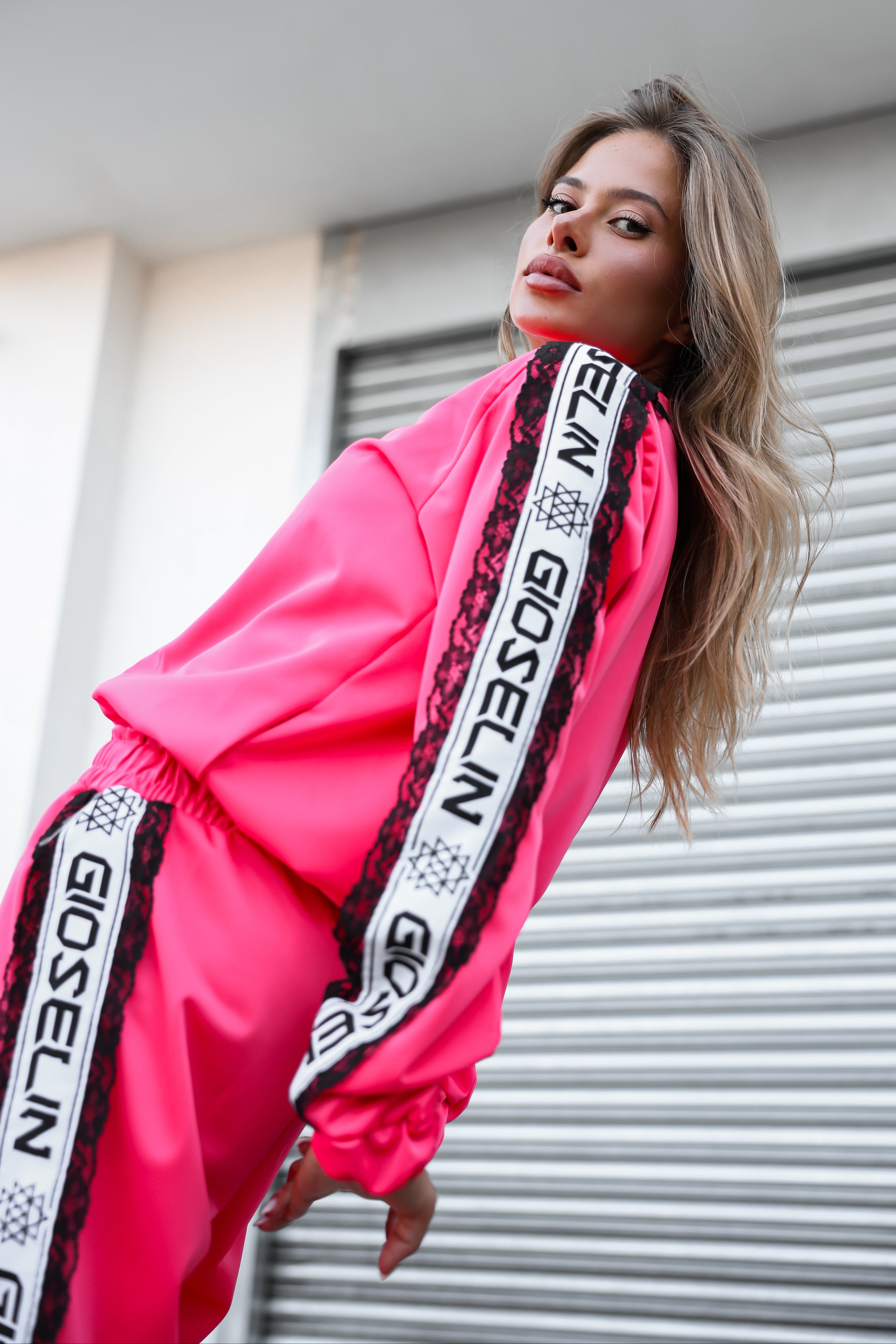 Magenta Embroidery Tracksuit