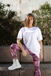 Diamond Shirt and Pink Denim Leggings Set