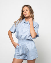 Completo Camicia & Shorts Celeste