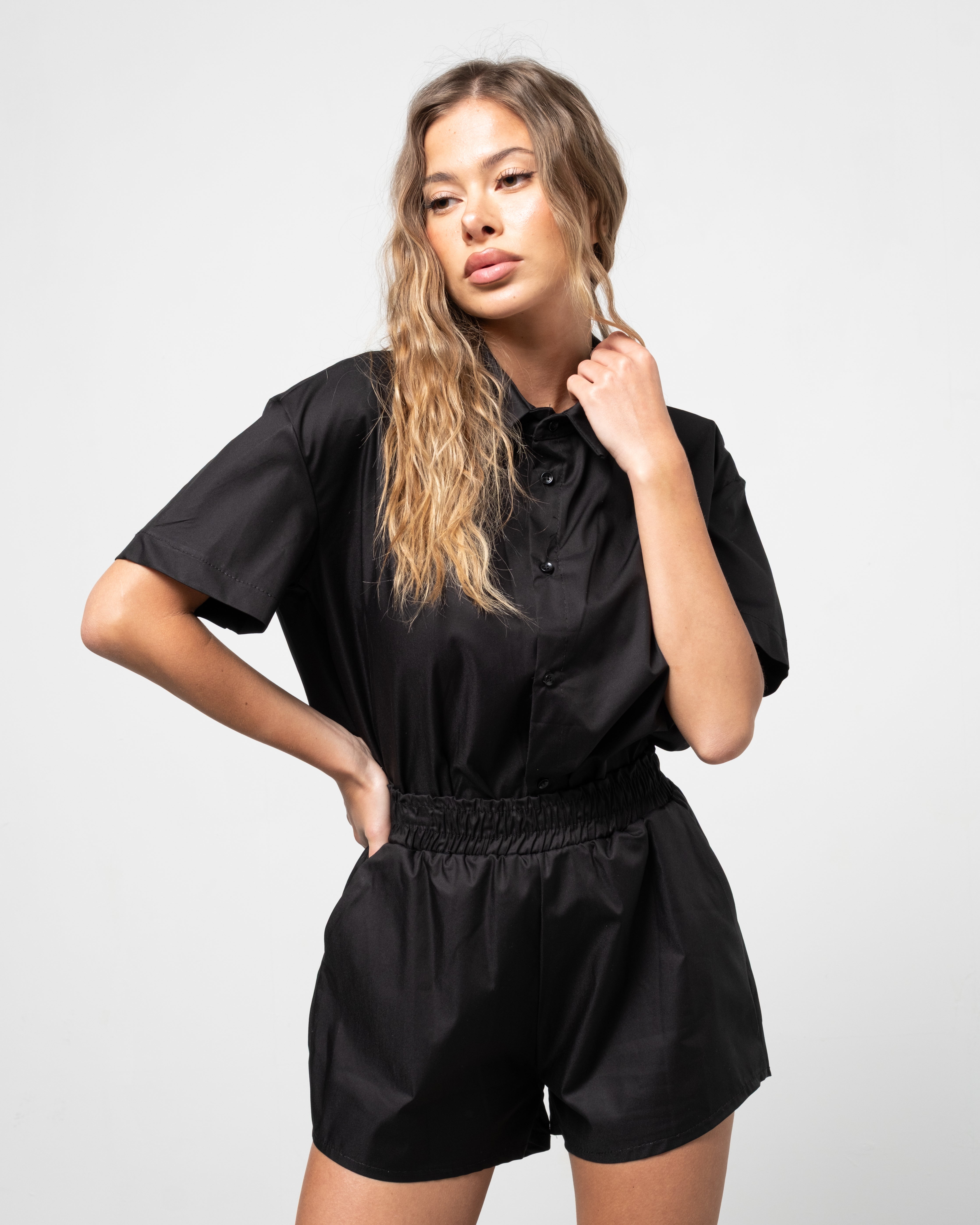 Completo Camicia & Shorts Nero
