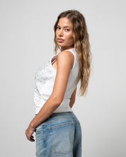 Canotta Bianca Diamond con Swarovski