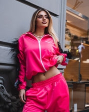 Fuchsia Plume Jumpsuit