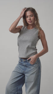 Canotta Nera Diamond con Swarovski